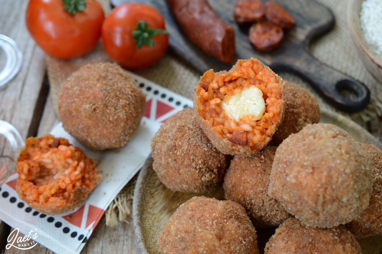 Arancini tomate mozzarella chorizo Laet's bake it